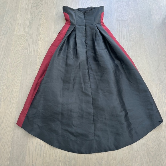 Hutch Monet Strapless Dress Ball Gown High Low Pink Black Colorblock  - Size 8 - Picture 3 of 10